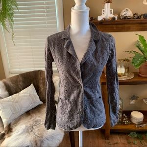 💚 2/$10 Purple Flower Floral Lace Blazer